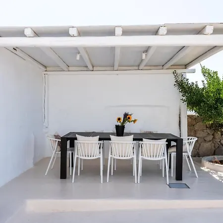 בית נופש Yalos Mykonos 4 Bedroom Luxury House 5 Minute From Ornos W Sea & Sunset View *