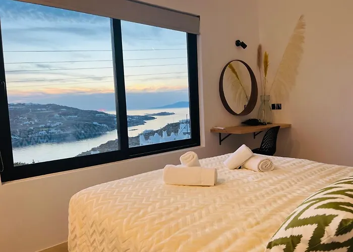 Yalos Mykonos 4 Bedroom Luxury House 5 Minute From Ornos W Sea & Sunset View Tatil Evi *