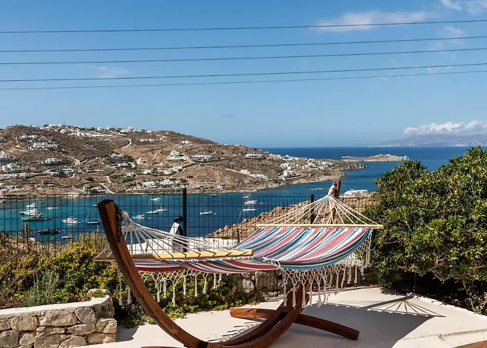 Yalos Mykonos 4 Bedroom Luxury House 5 Minute From Ornos W Sea & Sunset View Tatil Evi *