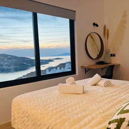 Yalos Mykonos 4 Bedroom Luxury House 5 Minute From Ornos W Sea & Sunset View 펜션 *